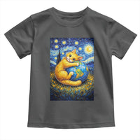 Earth Day Toddler T Shirt Starry Night Cat Hugging Earth