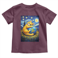 Earth Day Toddler T Shirt Starry Night Cat Hugging Earth
