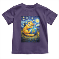Earth Day Toddler T Shirt Starry Night Cat Hugging Earth