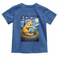 Earth Day Toddler T Shirt Starry Night Cat Hugging Earth