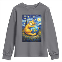 Earth Day Youth Sweatshirt Starry Night Cat Hugging Earth