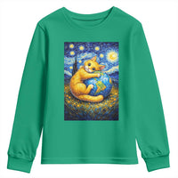 Earth Day Youth Sweatshirt Starry Night Cat Hugging Earth