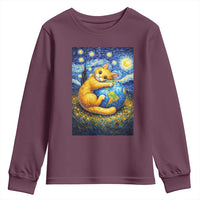 Earth Day Youth Sweatshirt Starry Night Cat Hugging Earth