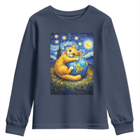 Earth Day Youth Sweatshirt Starry Night Cat Hugging Earth