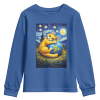 Earth Day Youth Sweatshirt Starry Night Cat Hugging Earth
