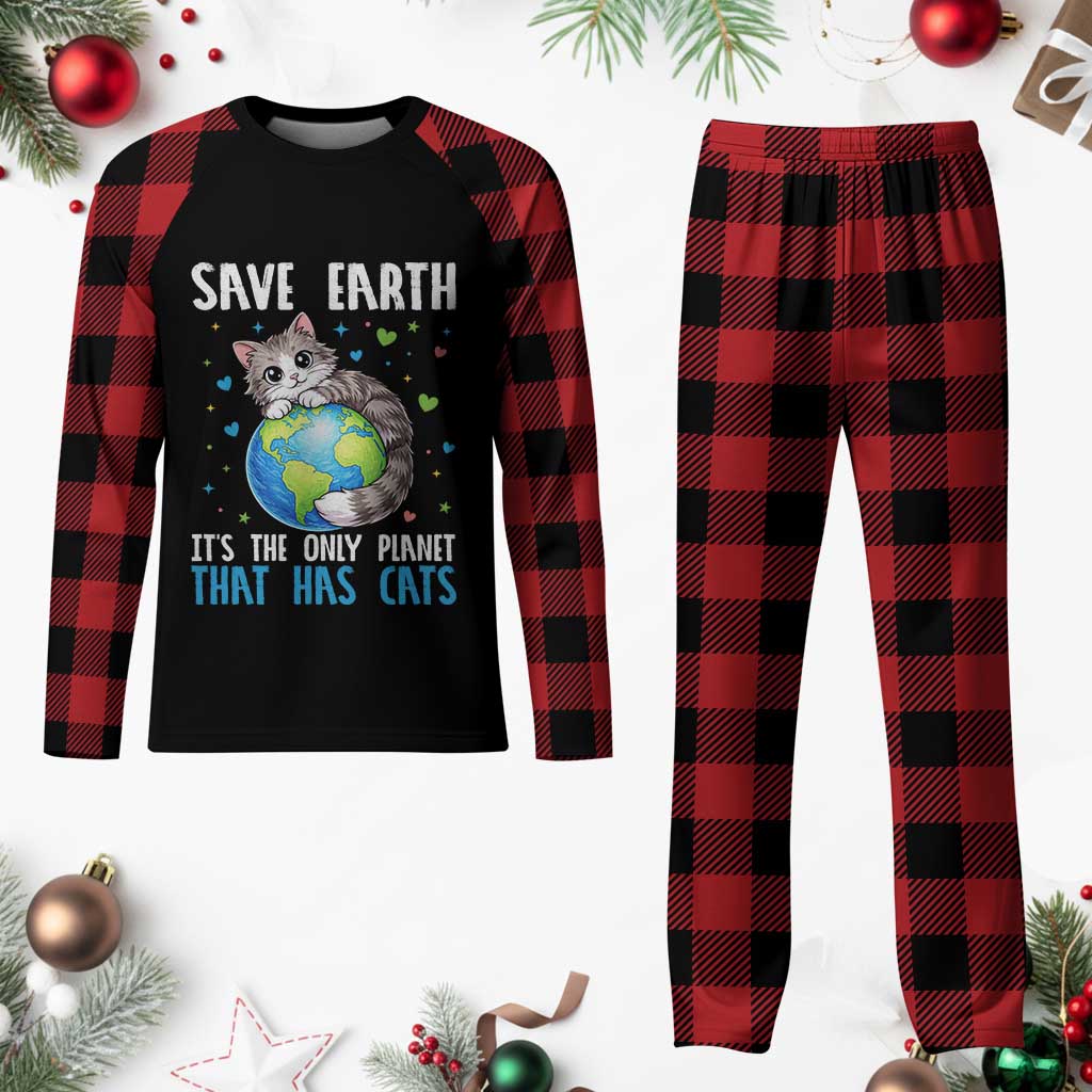 Earth Day Plaid Pajama Set Save Earth Its The Only Planet With Cats