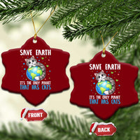 Earth Day Ceramic Ornament Save Earth Its The Only Planet With Cats