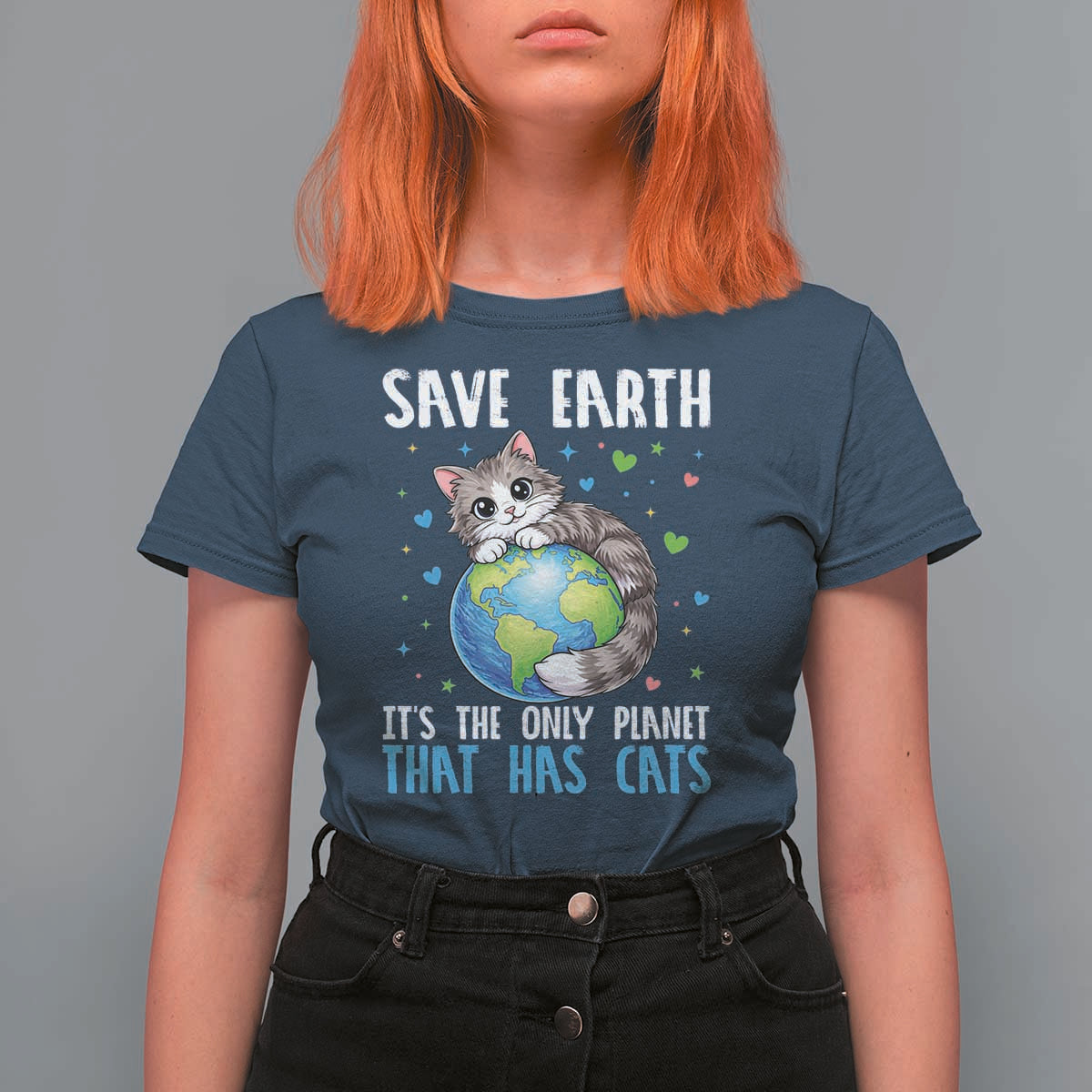 Earth Day T Shirt For Women Save Earth Its The Only Planet With Cats
