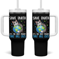 Earth Day Tumbler With Handle Save Earth Its The Only Planet With Cats