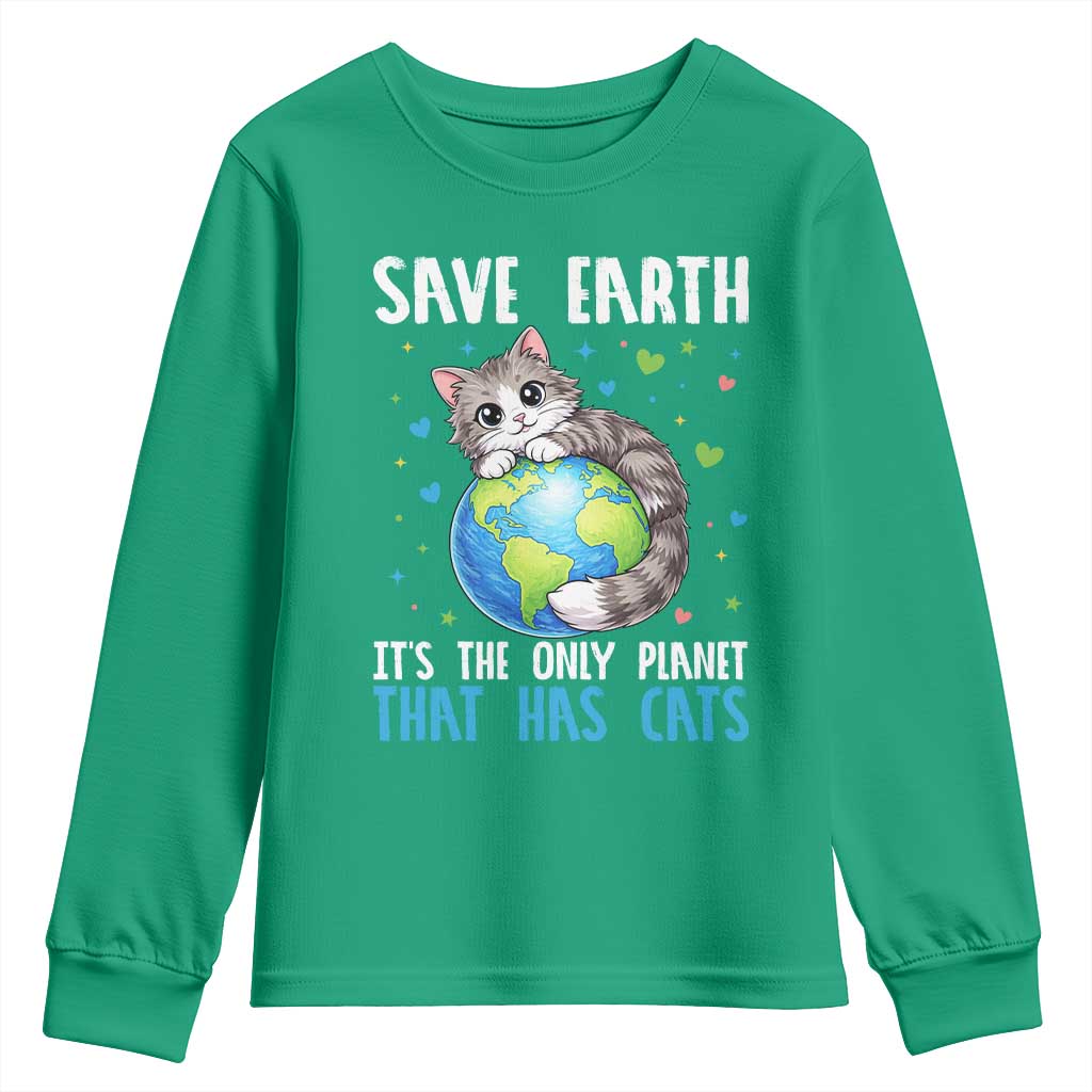 Earth Day Youth Sweatshirt Save Earth Its The Only Planet With Cats
