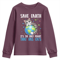 Earth Day Youth Sweatshirt Save Earth Its The Only Planet With Cats