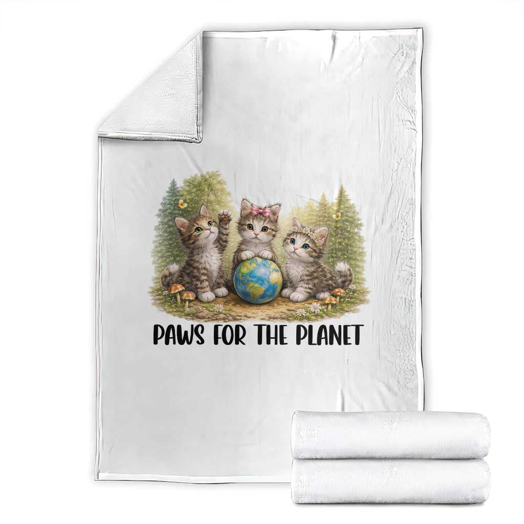 Earth Day Cat Lover Throw Blanket Paws For The Planet