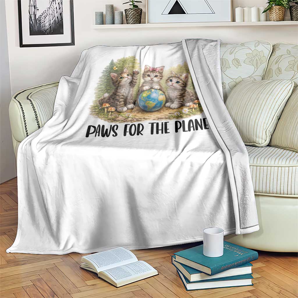 Earth Day Cat Lover Throw Blanket Paws For The Planet