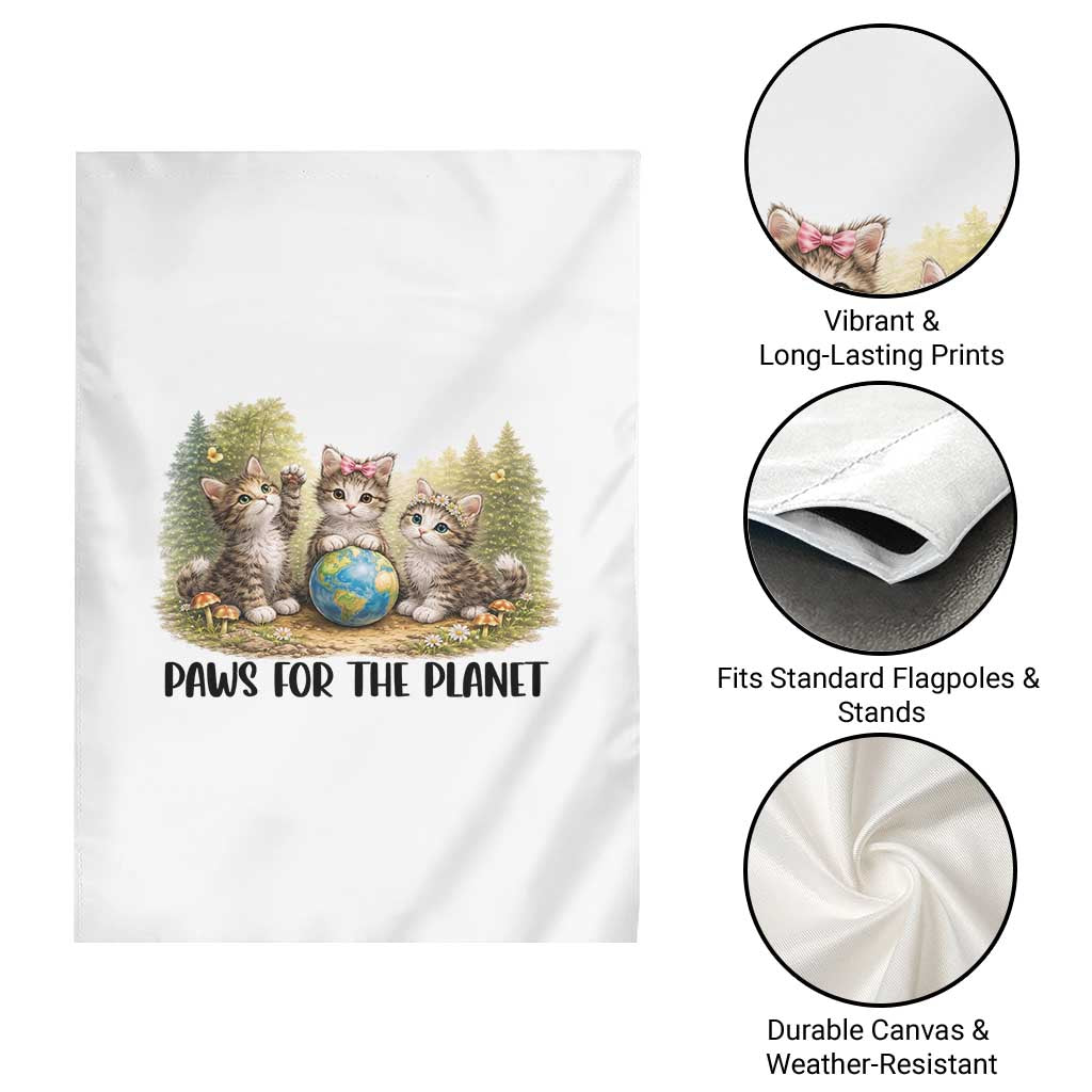Earth Day Cat Lover Garden Flag Paws For The Planet