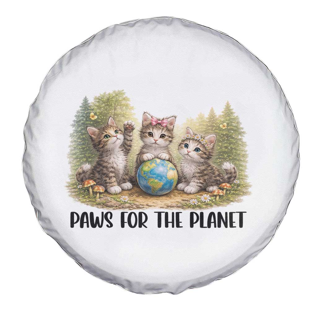 Earth Day Cat Lover Spare Tire Cover Paws For The Planet