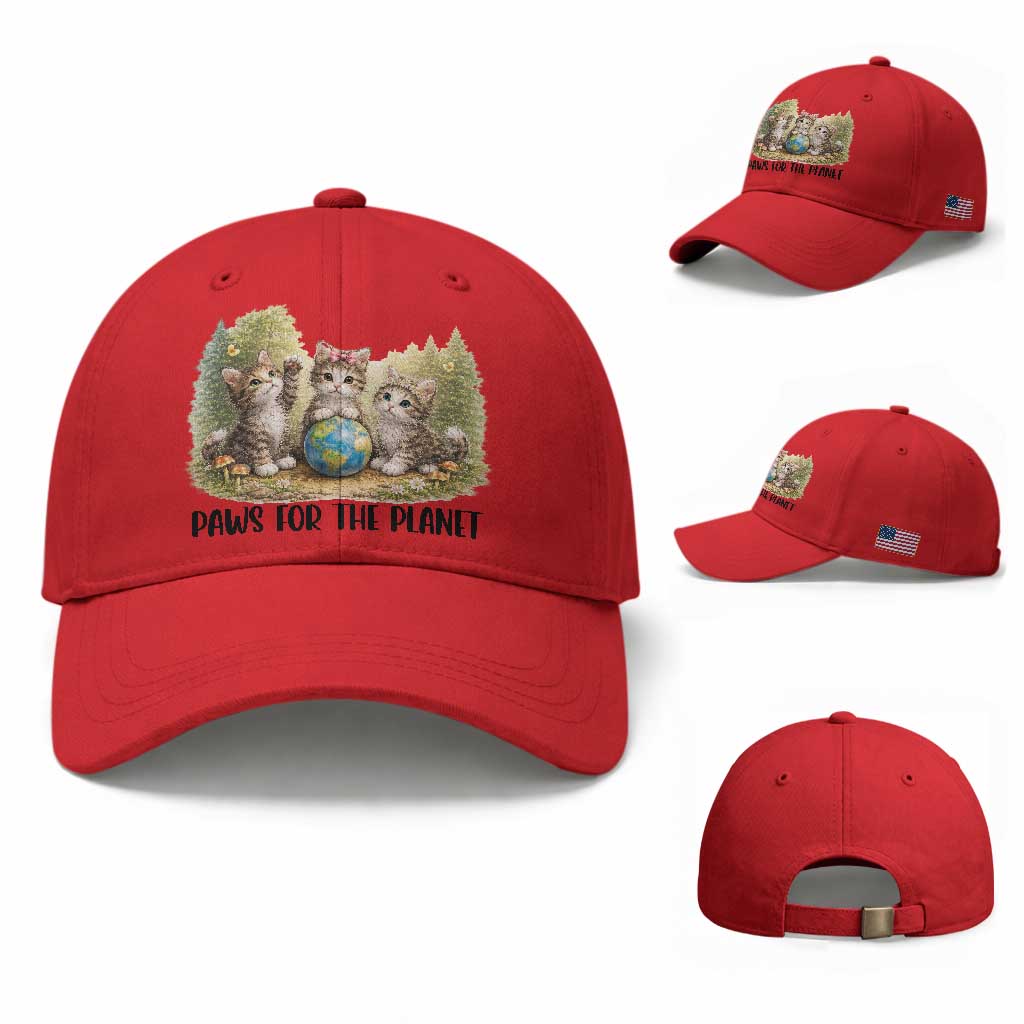 Earth Day Cat Lover Baseball Cap Paws For The Planet