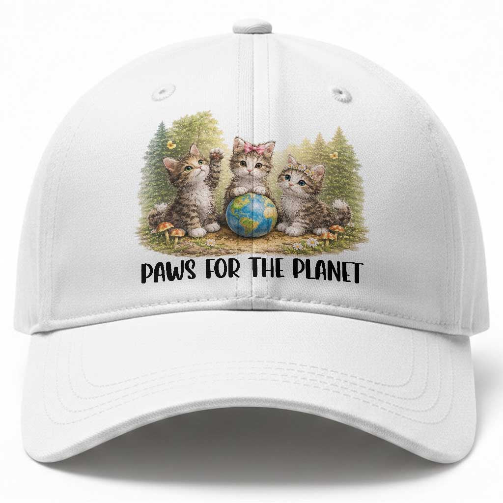 Earth Day Cat Lover Baseball Cap Paws For The Planet