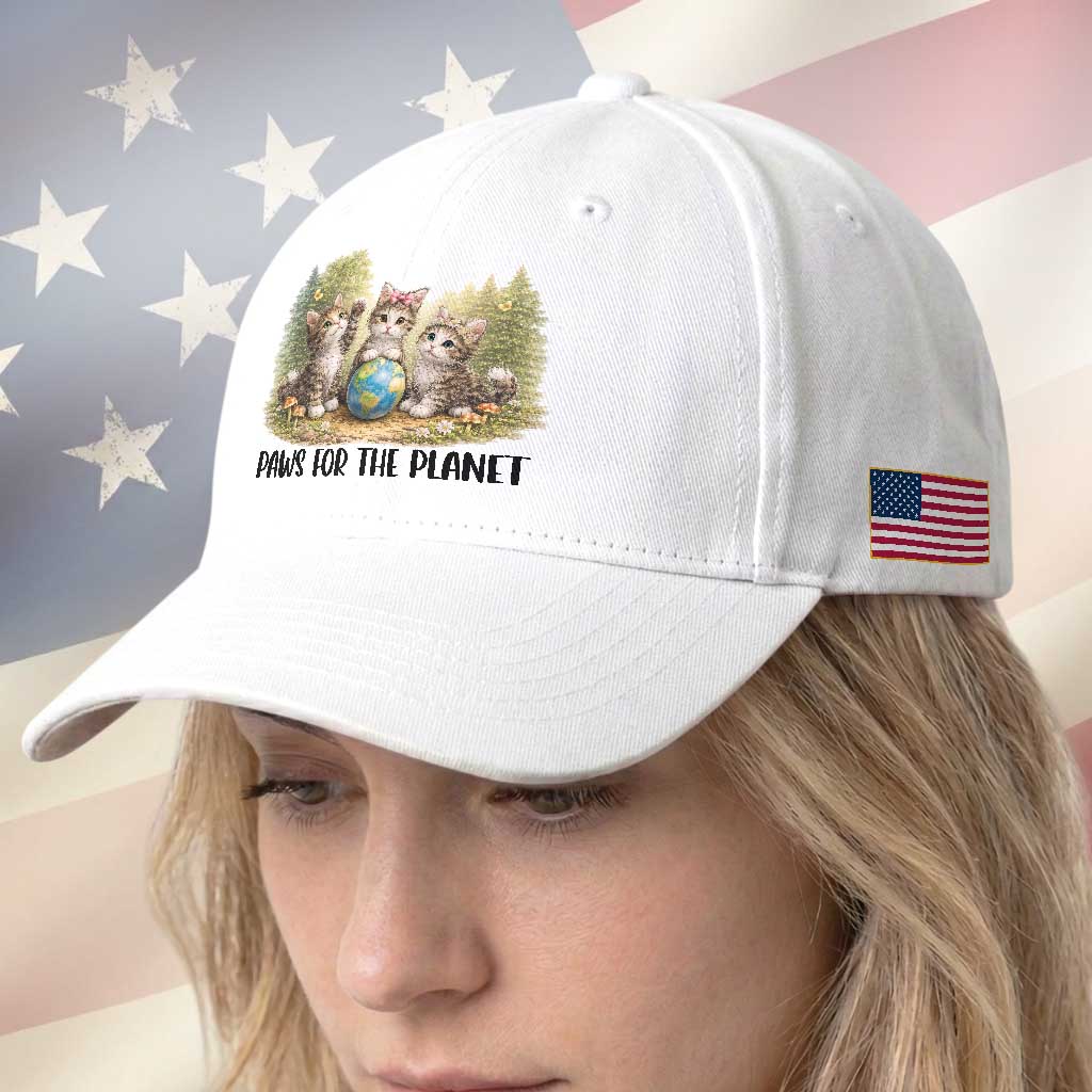 Earth Day Cat Lover Baseball Cap Paws For The Planet