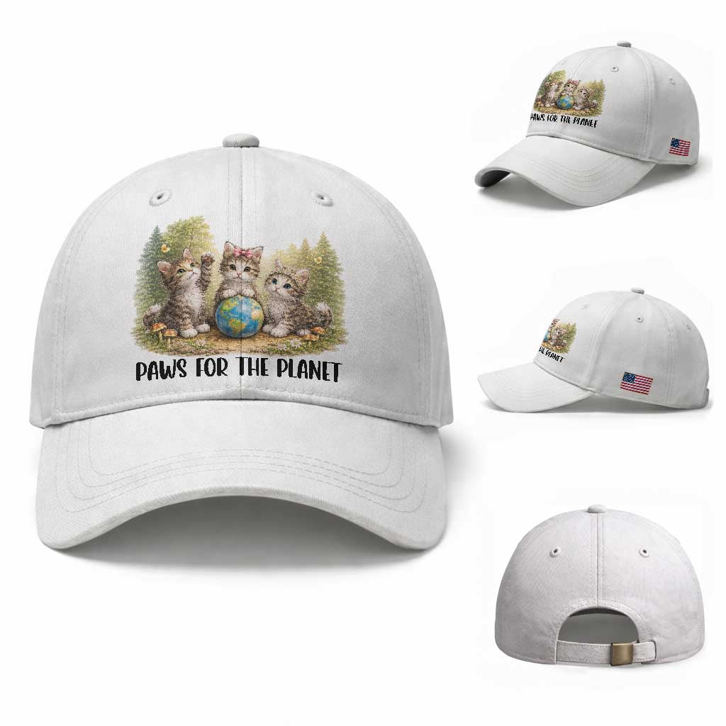 Earth Day Cat Lover Baseball Cap Paws For The Planet