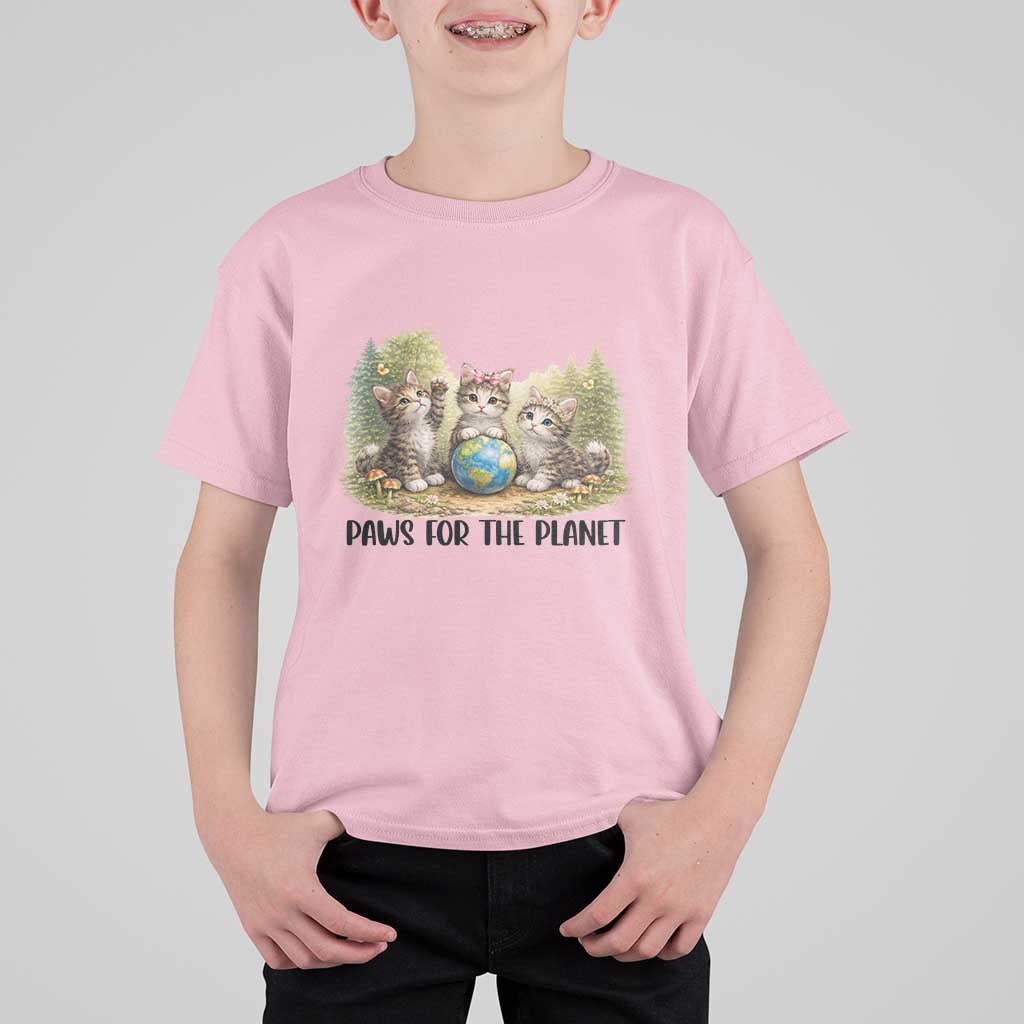 Earth Day Cat Lover T Shirt For Kid Paws For The Planet