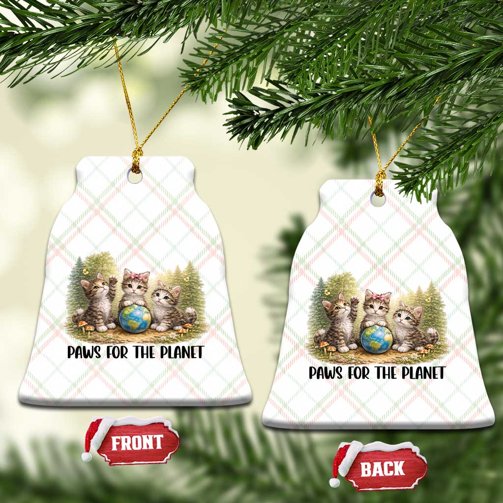 Earth Day Cat Lover Ceramic Ornament Paws For The Planet