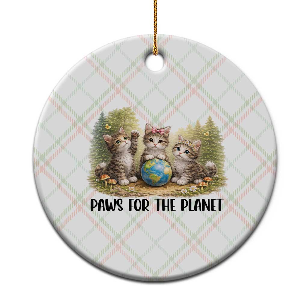 Earth Day Cat Lover Ceramic Ornament Paws For The Planet