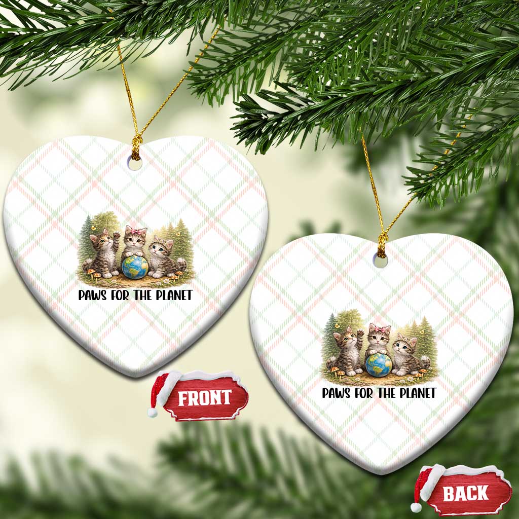 Earth Day Cat Lover Ceramic Ornament Paws For The Planet