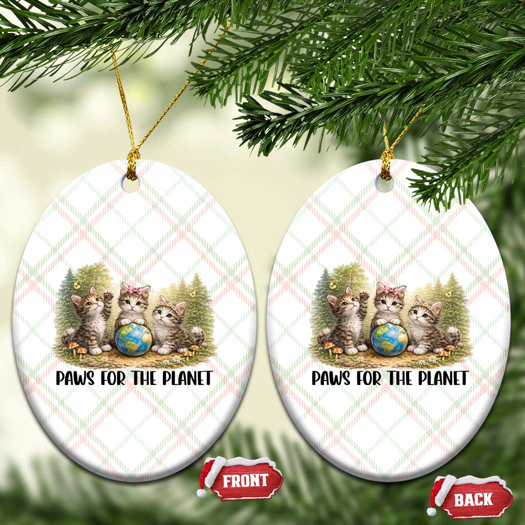 Earth Day Cat Lover Ceramic Ornament Paws For The Planet