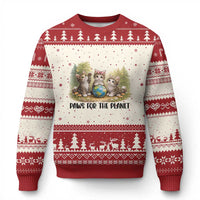 Earth Day Cat Lover Ugly Christmas Sweater Paws For The Planet