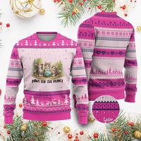 Earth Day Cat Lover Ugly Christmas Sweater Paws For The Planet
