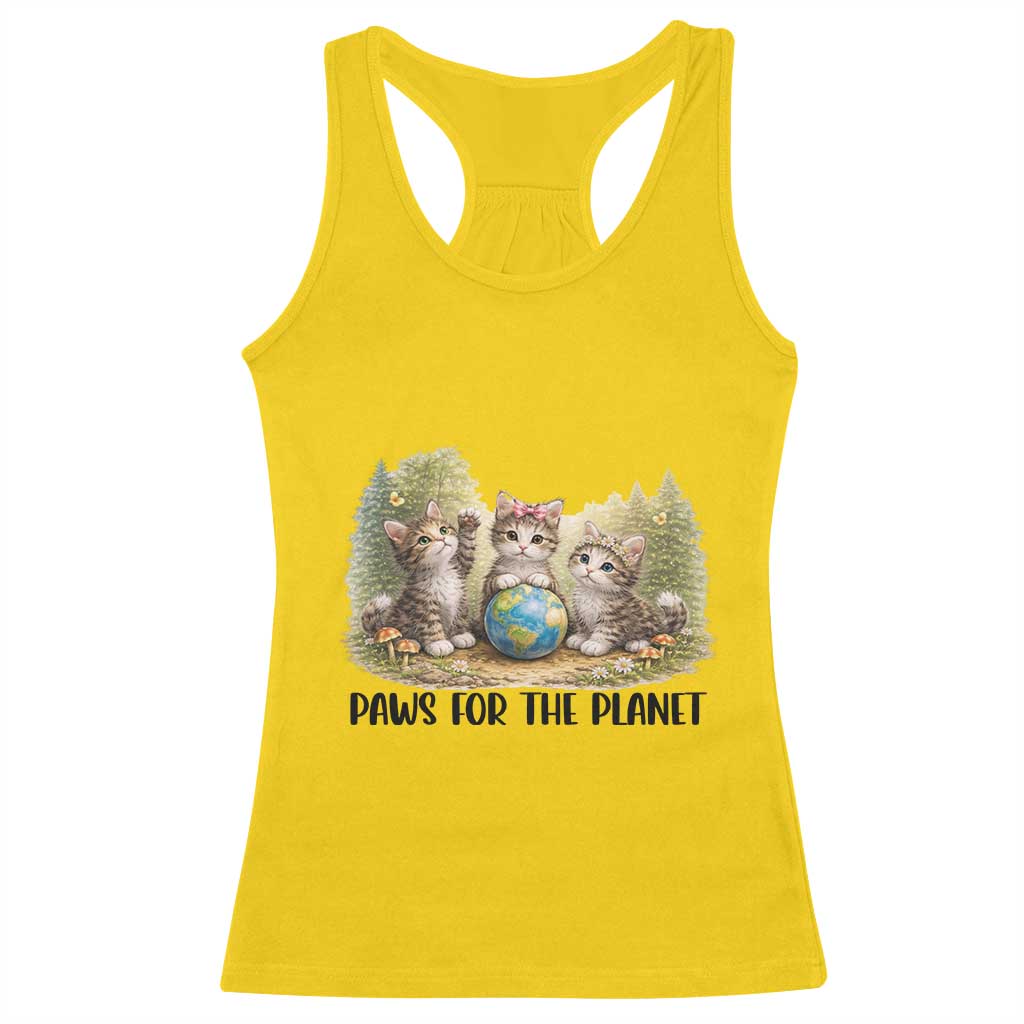 Earth Day Cat Lover Racerback Tank Top Paws For The Planet