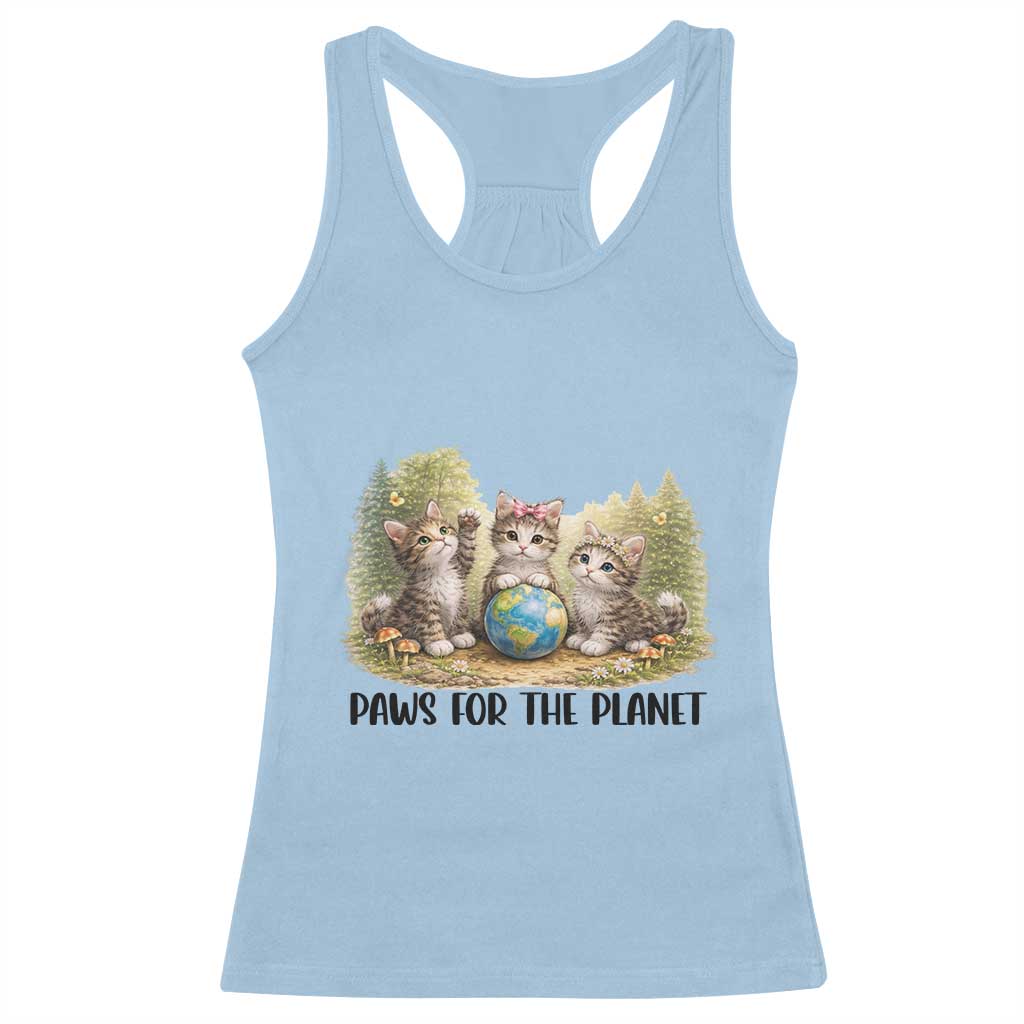 Earth Day Cat Lover Racerback Tank Top Paws For The Planet