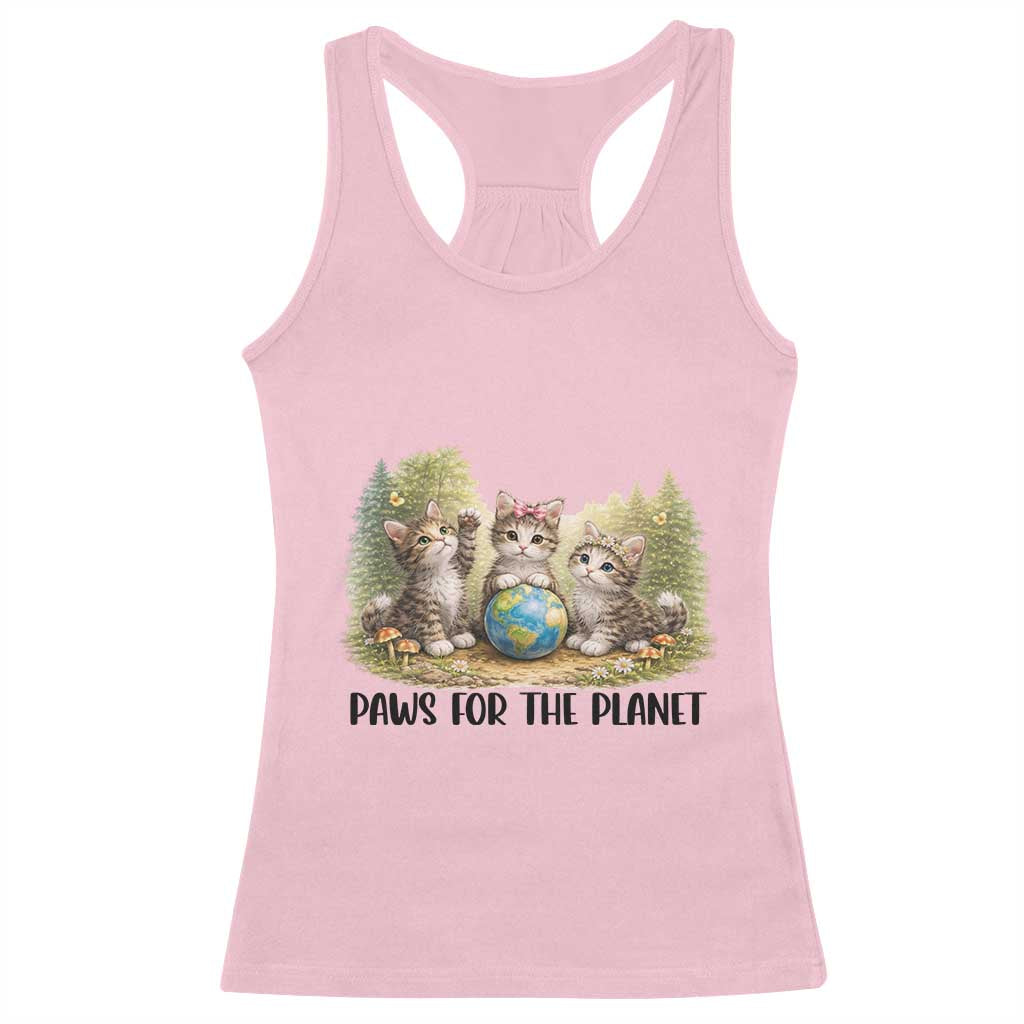 Earth Day Cat Lover Racerback Tank Top Paws For The Planet