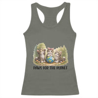 Earth Day Cat Lover Racerback Tank Top Paws For The Planet