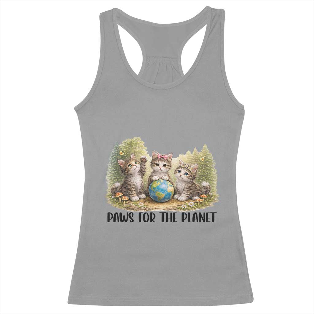 Earth Day Cat Lover Racerback Tank Top Paws For The Planet