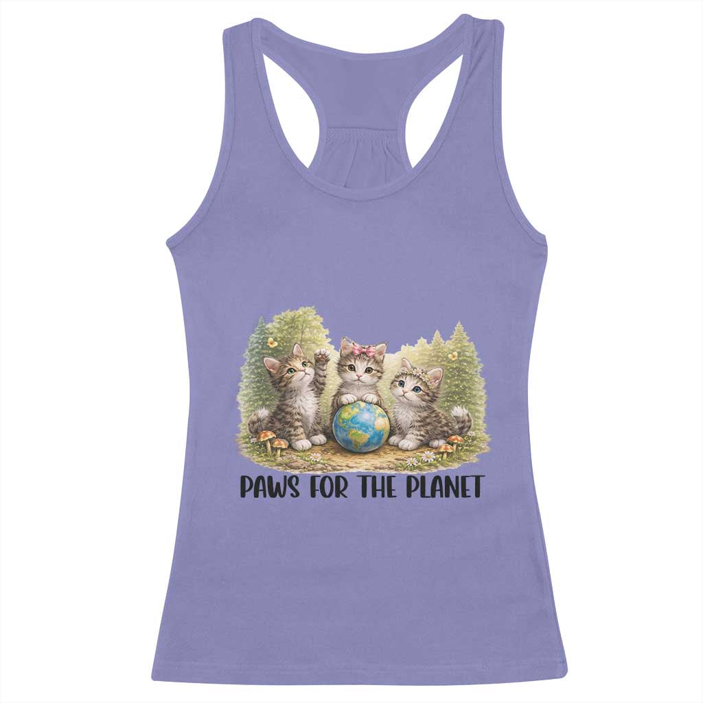 Earth Day Cat Lover Racerback Tank Top Paws For The Planet
