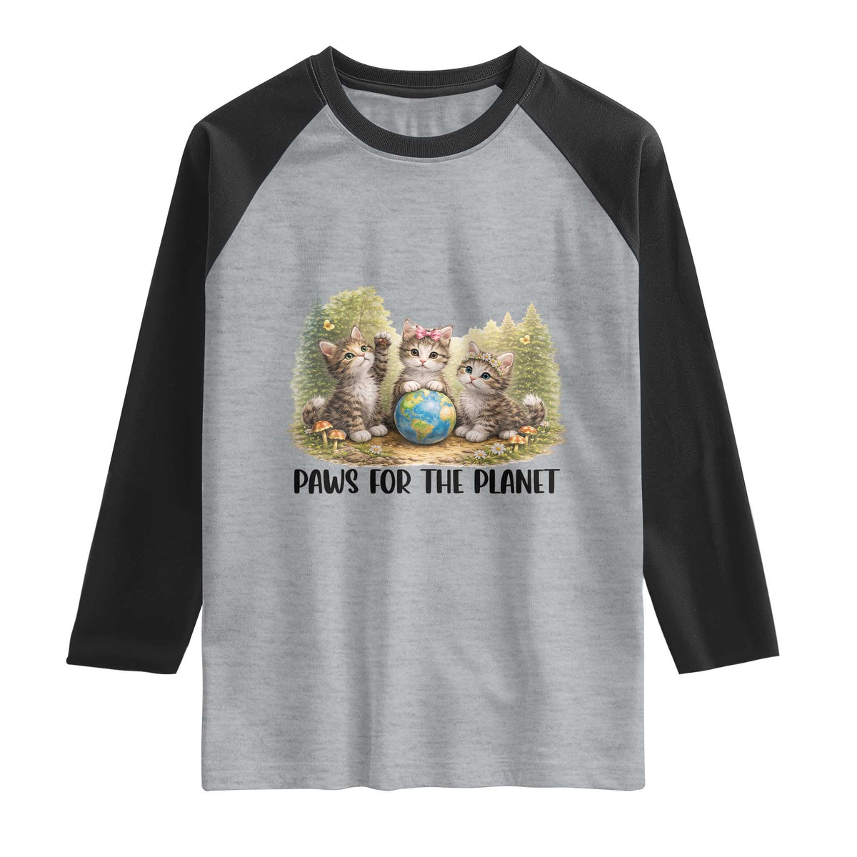 Earth Day Cat Lover Raglan Shirt Paws For The Planet
