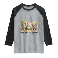 Earth Day Cat Lover Raglan Shirt Paws For The Planet