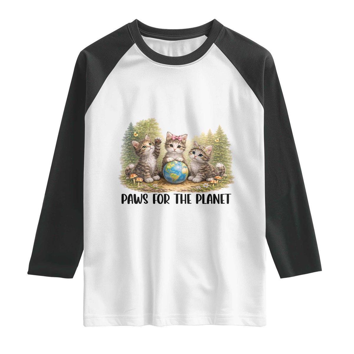 Earth Day Cat Lover Raglan Shirt Paws For The Planet