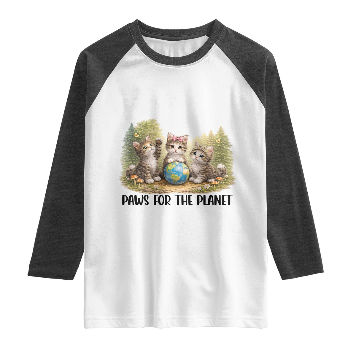Earth Day Cat Lover Raglan Shirt Paws For The Planet
