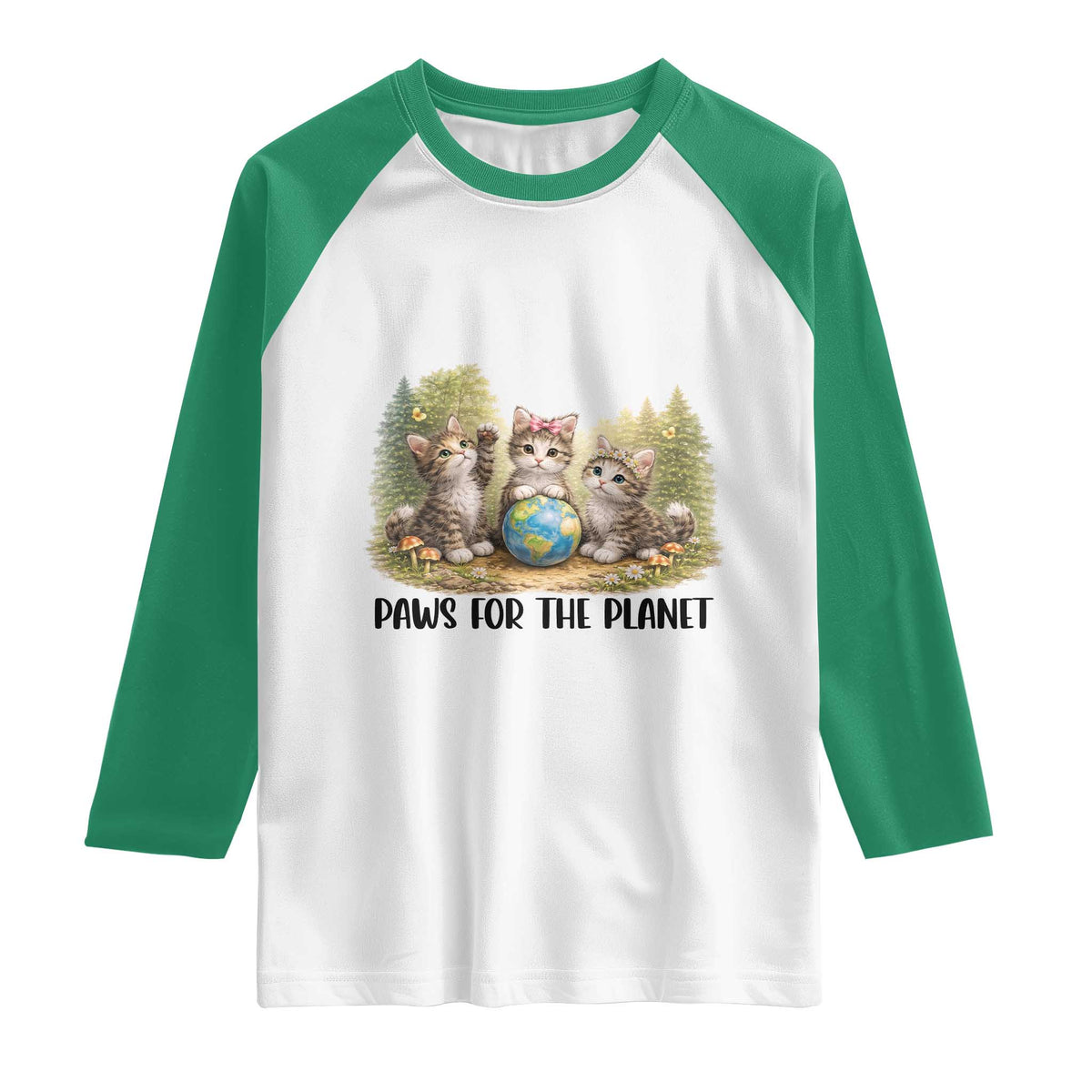 Earth Day Cat Lover Raglan Shirt Paws For The Planet