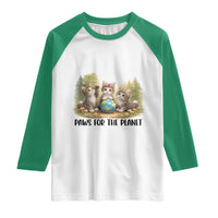 Earth Day Cat Lover Raglan Shirt Paws For The Planet