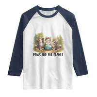 Earth Day Cat Lover Raglan Shirt Paws For The Planet