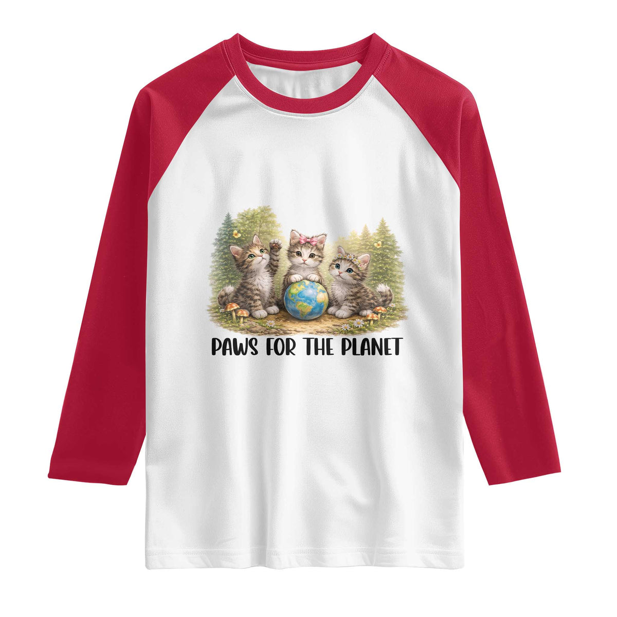 Earth Day Cat Lover Raglan Shirt Paws For The Planet