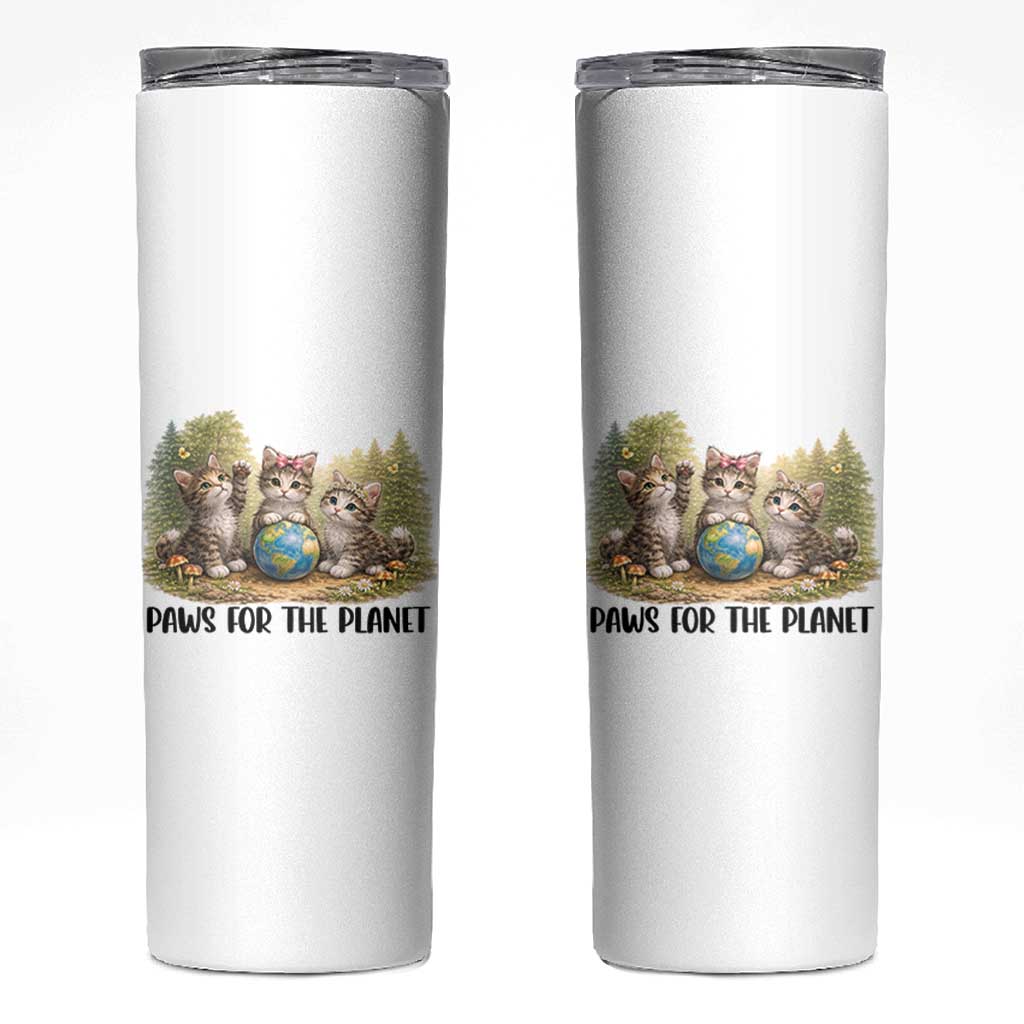 Earth Day Cat Lover Skinny Tumbler Paws For The Planet