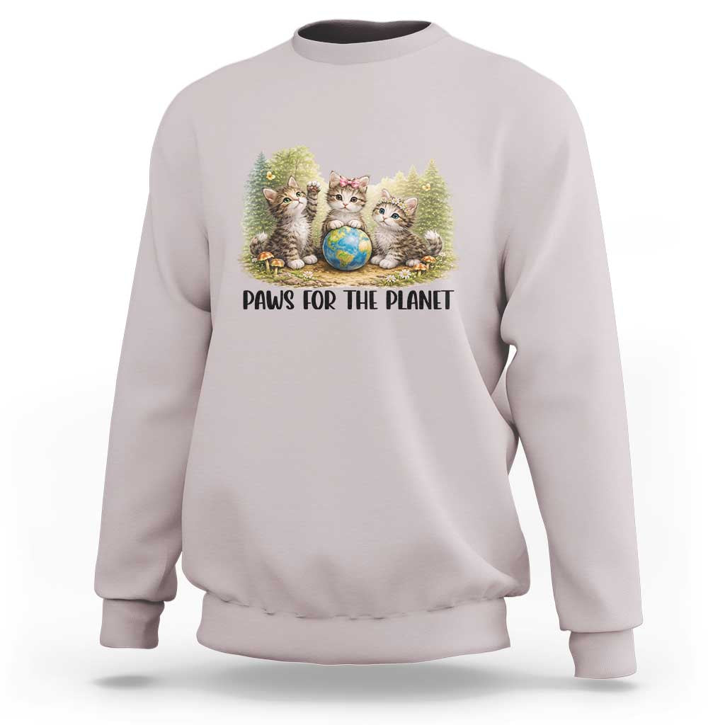 Earth Day Cat Lover Sweatshirt Paws For The Planet