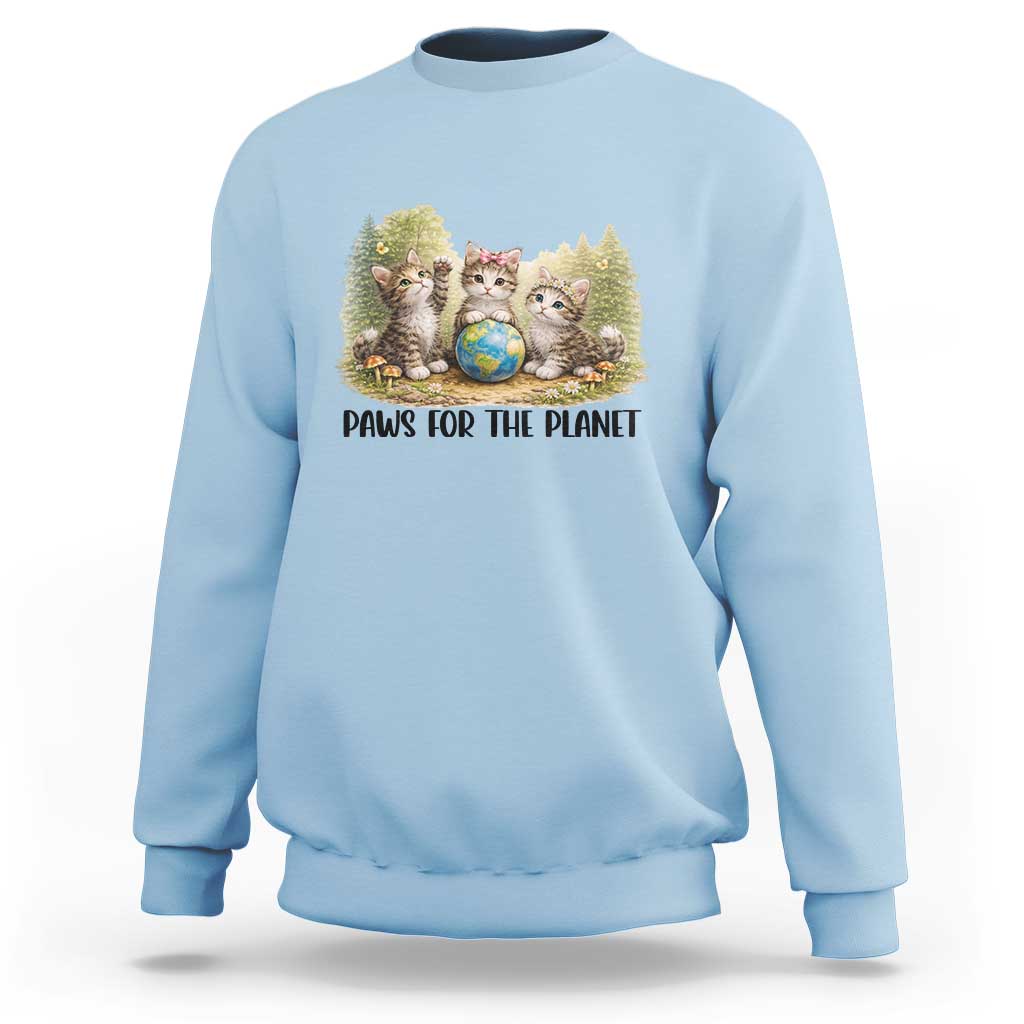 Earth Day Cat Lover Sweatshirt Paws For The Planet