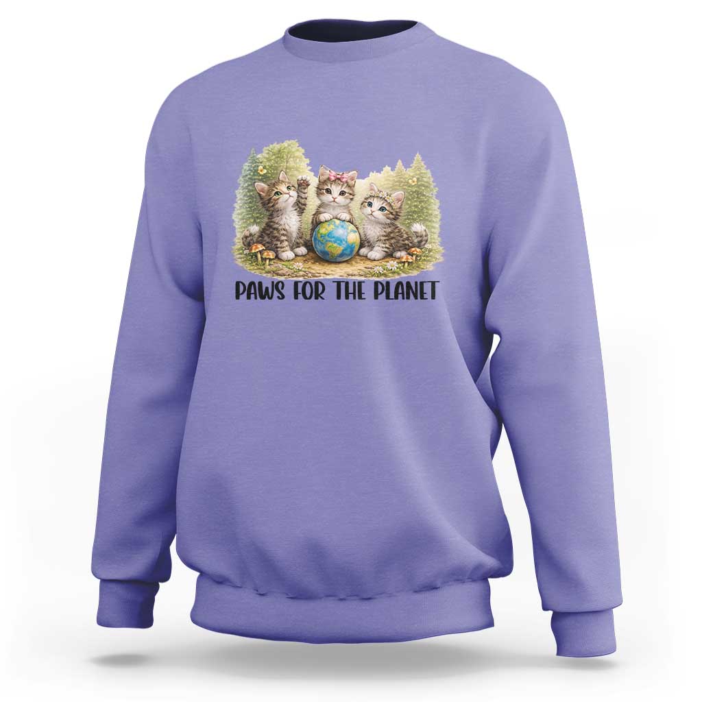 Earth Day Cat Lover Sweatshirt Paws For The Planet