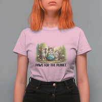 Earth Day Cat Lover T Shirt For Women Paws For The Planet