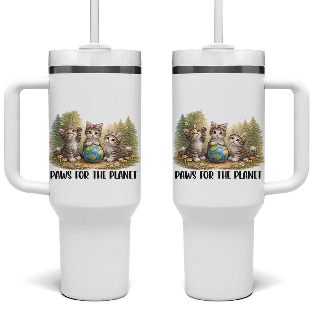 Earth Day Cat Lover Tumbler With Handle Paws For The Planet